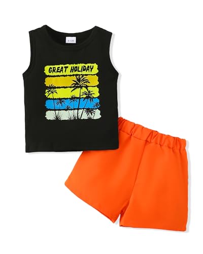 Image of NZRVAWS Toddler Baby Boy Summer Clothes 2Pcs Shorts Set Sleeveless Tank Tops Hawaiian T-Shirt Cute Boys Clothing Set