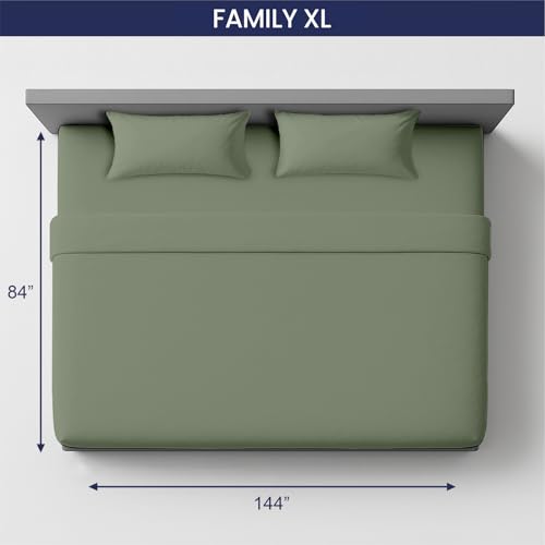 Image of SGI Bedding 144 inchx84 inch 4 Pc Family XL Sheet Set 600 TC 12 inch Deep, Moss