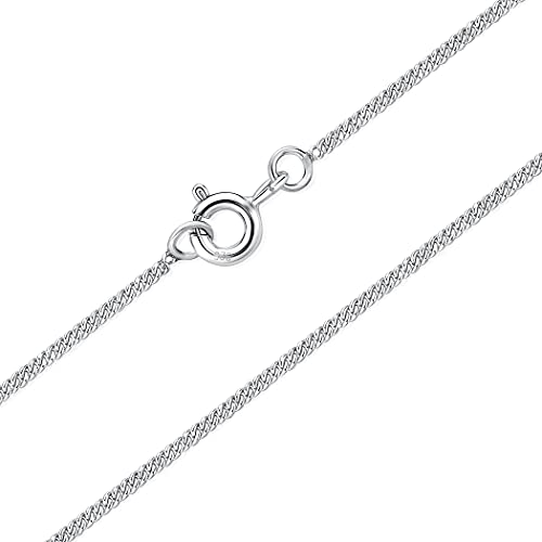 DTPsilver® 925 Sterling Silver Very/Thin Curb Chain/Necklace - Spring Ring or Lobster Clasp - Width: 1.2/1.5/2 mm - Length: 16,