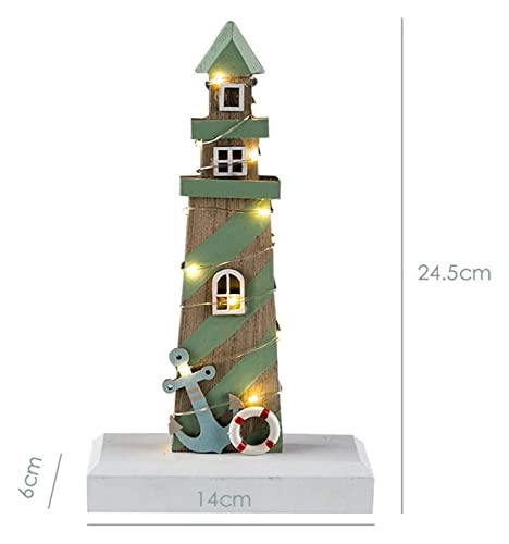 Veilleuse phare en bois style marin ornement table salon maison