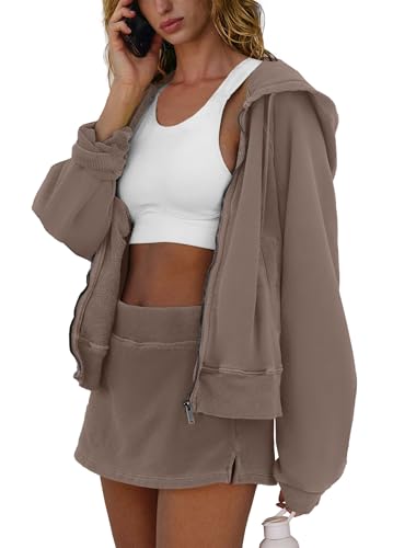 Panadila Womens 2 Piece Workout Sets Lounge Matching Sets Zip Up Hoodie and Skirt Gym Clothes Yoga Outfits3