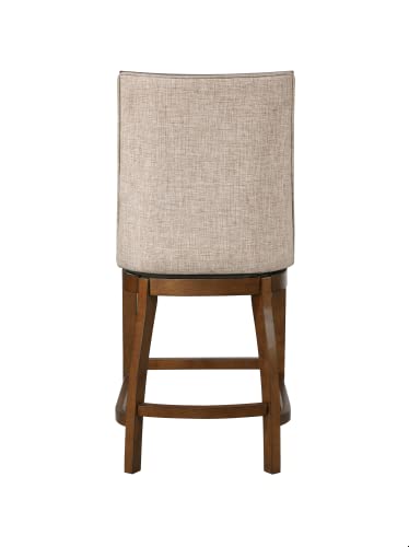 Home 2 Office Silla Butaco Giratoria con mecanismo de giro 360°, Tapizado en lino y respaldo, 24 pulgadas de altura del asiento, acabado nogal y beige miniatura 5