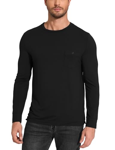 GYS Bamboo Viscose Men's Long Sleeve Shirts Casual Crew Neck Pajama Tops