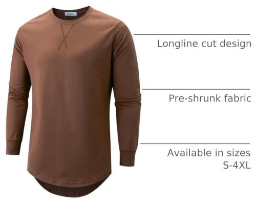 Image of KLIEGOU Men's 100% Cotton Longline T-Shirt, Pre-Shrunk Soft