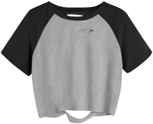 Image of Avanova Women Raglan Shirt Ripped Distressed Crop Tops Short Sleeve Cropped T Shirts Summer Tee