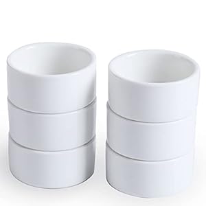 HAOTOP Mini Porcelain Ramekins 1oz Set of 6,Small Ceramics Souffle Dish 30ml White