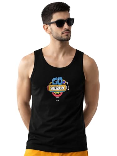 Image of Veirdo Pure Cotton Sleeveless Regular Fit Front Print Placement Scoop Neck Vest for Men & Boys