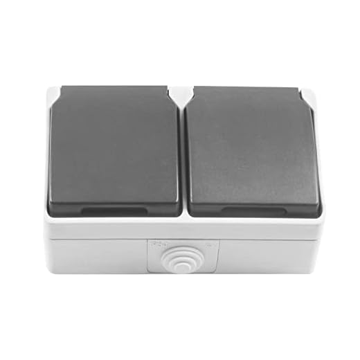 Amig - Base Doble de Sobreponer Estanca IP54 de 2 Enchufes Schuko y Tapas Mod.3650 - Voltaje Máx 230V - Anti Humedad Apta para Exterior e Interior - Ideal para Terrazas, Jardines, Garajes o Trasteros