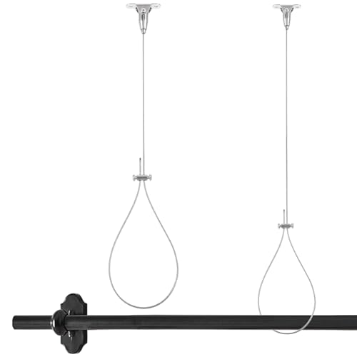 2Pcs Shower Curtain Rod Holder Shower Rod Ceiling Support Closet Rods Support Stainless Steel Curtain Rods Extender fits Curved/L/U-Shaped