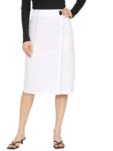 Image of Tokyo Talkies Women's Regular Fit A-Line Skirts | Strachable Skirts| Mid-Rise| Women Skirt | Skirt for Women