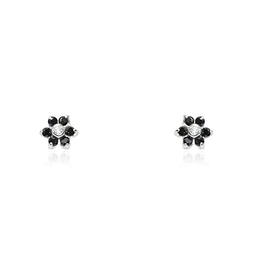 Pendientes de oro 9K para bebé y niña con margaritas negras