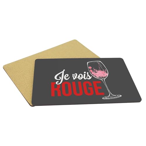 Sets de table souples en liège noir humour vin grand format pour repas convivial - 5