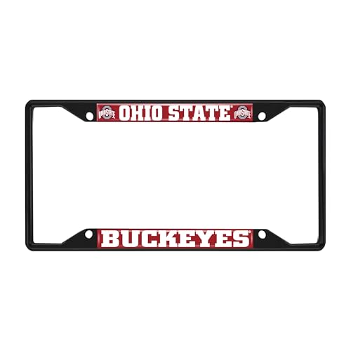 FANMATS 31272 Ohio State Buckeyes Metal License Plate Frame Black Finish