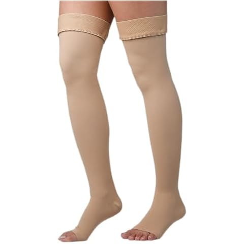 Lemon Hero Thigh High Compression Stockings 20-30mmHg Open Toe - Graduated Medical Class 1 Support for Women & Men - Beige, 3XL Cover