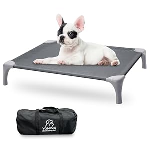 Outdoor Dog Bed with Portable Bag, Easy to Assemble Elevated Dog Bed for Medium Small Dogs, Raised Dog Cot with Pet-Friendly Feet, Breathable Mesh for Camping or Travel, Light Grey Outdoor Dog Bed with Portable Bag Easy to Assemble Elevated Dog Bed for Medium Small Dogs Raised Dog Cot with Pet Friendly Feet Breathable Mesh for Camping or Travel Light Grey