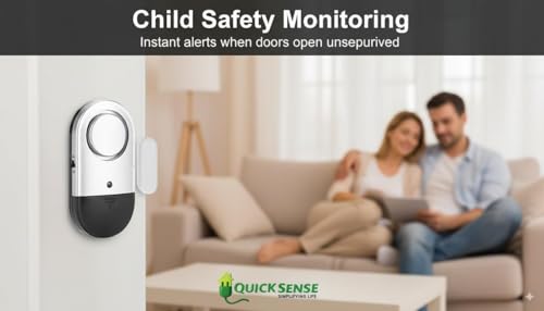 Image of Quick Sense QS-WA01 Door and Window Alarm 120dB | Magnetic Contact Entry Sensor | Wireless Security Alarm for Kids, Elderly and Dementia Safety | Stick On, No Wiring | Pack of 2