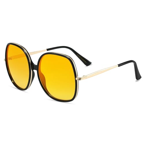 Image of Freckles Mark 70s Super Oversize Square Sunglasses for Women Vintage Rectangular Plastic Frame