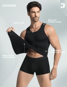 Image of 3 Pack Compression Shirt Men Body Shaper Vest Workout Tank Top | Tummy Control Slimming Undershirts,Gym Shapewear for Mens,Hides Man Boobs