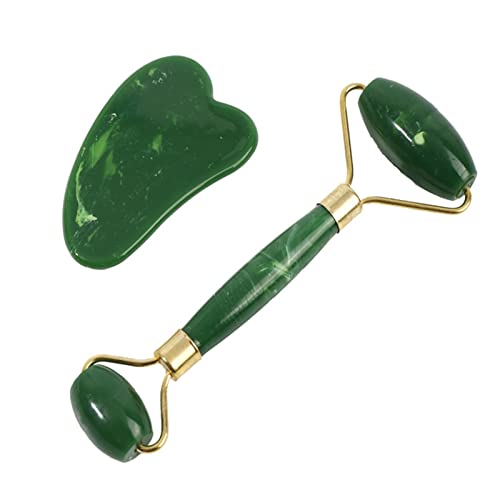 BXSMNH Jade Roller Face Roller Gift Set Face Massager Jade Stone Facial Roller pour Le Traitement des Poches sous Les Yeux Resserrement De La Peau Rajeunir Le Visage Et Le Cou Cover