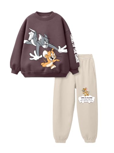 Image of Nap Chief Kids Cotton Official Tom & Jerry Printed Co ord set for Boys & Girls, Sweatshirt and Joggers Clothing Set for Casual Wear