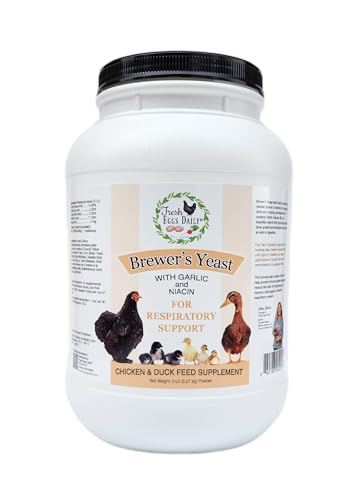 Fresh Eggs Daily Brewers Yeast with Garlic Powder and Niacin for Ducks Ducklings Feed Supplement Vitamins for Backyard Chickens 5LB