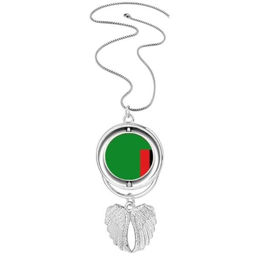 Pendentif drapeau de la Zambie en forme de medaille ronde avec des ailes d ange