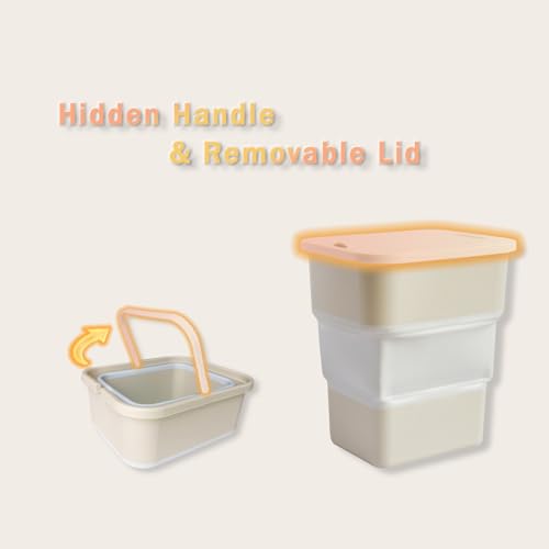 Image of Collapsible Trash Can with Lid for Car, 1.6 Gallon Waterproof, Multipurpose Trash Bin for Car, Camping, Home, Office, Includes 75 Trash Bags