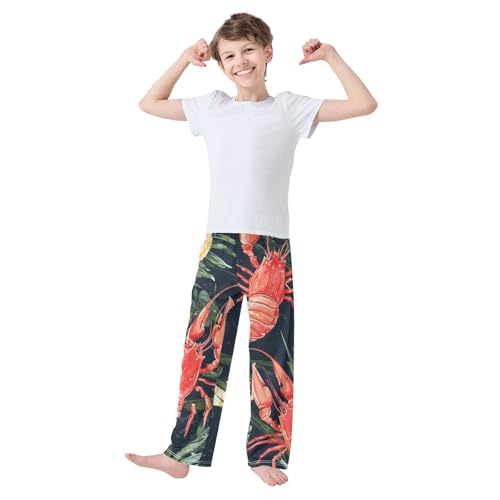 ZZXXB Tropical Lobsters Boys Long Pants Soft Trousers Elastic Waist Kids Lounge Bottoms with Pockets S-XL3