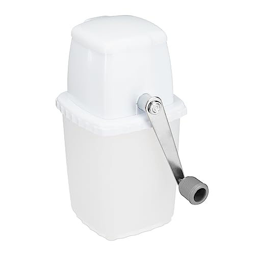 Relaxdays Picadora Hielo Uso Manual, Granizadora con Manivela, Picahielos para Granizados, Coctelería, Bar, Blanco/Gris