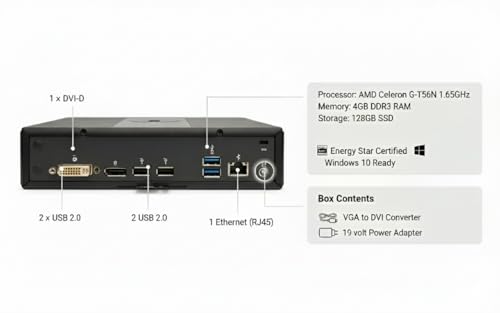 Image of (Rᥱfurbhisᥱd) Dᥱl.l Wy sᥱ Zx0 Thin Client, AMD G-Series Dual-core, 4GB DDR3 RAM, 128GB SSD, 1.65 GHz - Windows 10 Pre Installed with Free Adapter