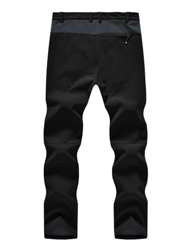 donhobo Herren Outdoorhose Winddicht Wasserdicht Wanderhose Winter Warm Gefüttert Softshellhose Schnelltrockend Camping Funktionshose Trekkinghose (Schwarz, 36)