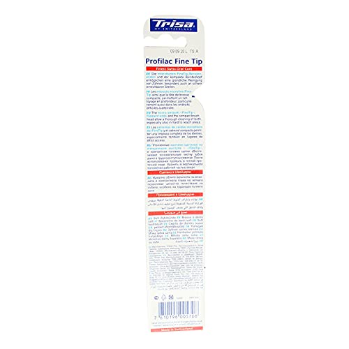 Image of Trisa Profilac Fine Tip Sensitive Toothbrush | Ultra Soft FineTip Bristles for Sensitive Teeth & Gums | Deep Interdental Cleaning | Compact Brush Head | Swiss Made | Ergonomic Handle | Assorted Colors