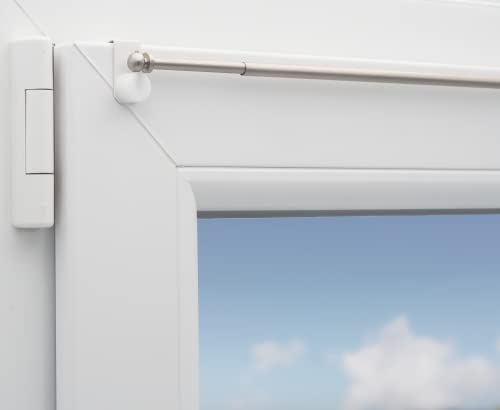 Gardinenstange \"Eleganz\" ausziehbar Messing (Nickel matt) für Fensterdicke 15-20mm (80-120cm ausziehbar)