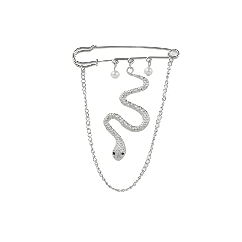 Image of Punk Men Snake Gold Brooch for Women Brooch Lapel Pin,Snake Chain Brooch Pin Coat Jewelry Accessories Brooch Shawl Pin for Women Girls Collar Brooch