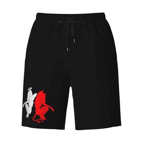 Devil Gemini Angel Demon Men's Quick-Dry Board Shorts 7" - Swim Trunks Summer Hawaii Beach3