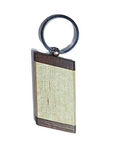 Image of Empty Wooden Keychains, Laser Engravable, Printable & Writable, Pack of 10 Assorted Shapes, 5cm x 3cm