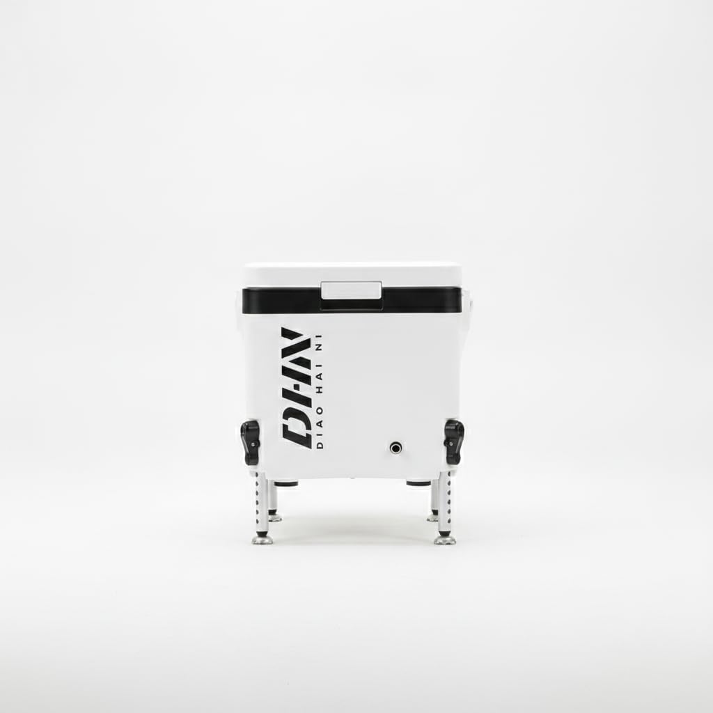 Insulated Portable Fishing Tackle Box with Seat Function for Anglers and Outdoor Enthusiasts, for and Drinks - Kids Tackle Box, White, 16L with Adjustable feet