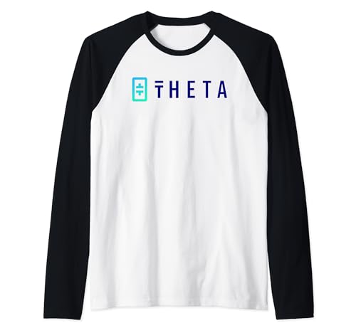 THETA Crypto Cryptocurrency Blue Logo Classic Raglan Baseball Tee, Black