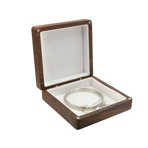 WisePoint Joyero Pequeño, Caja Regalo de Madera Joyero Viaje Cuadrada para Hombres y Mujeres, Caja Joyero Retro para Pulseras, Collares, Pendientes (Blanco)