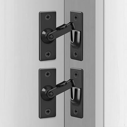 KOVOSCH 2 Pack Screen Door Latch 90 Degree, 2.36 x 0.87 Inches Gate Latch Sliding Screen Door Lock Barn Door Latch, Black Cover