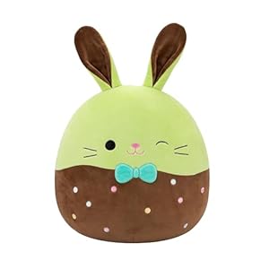 Squishmallows Original 12in Buster The Chocolate Dipped Green Bunny Holding Chocolate Bunny–Official Jazwares Easter Plush Medium Sized