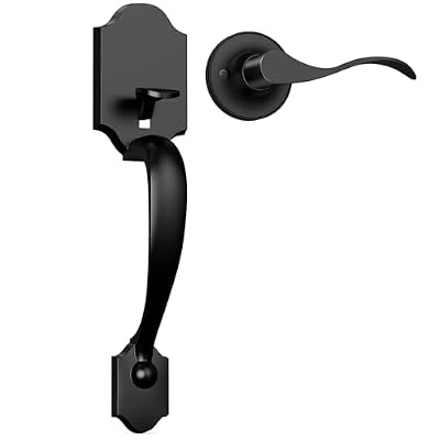 Camtek Front Door Handle No Lock, Matte Black Entry Door Lock Set with Reversible Handle, Exterior Door Lock Set Compatible with Keypad Deadbolt/Compatible with Mechanical Deadbolt