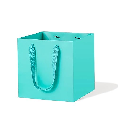 Grand sac cadeau bleu sarcelle en kraft 30cm pour baptême et fête
