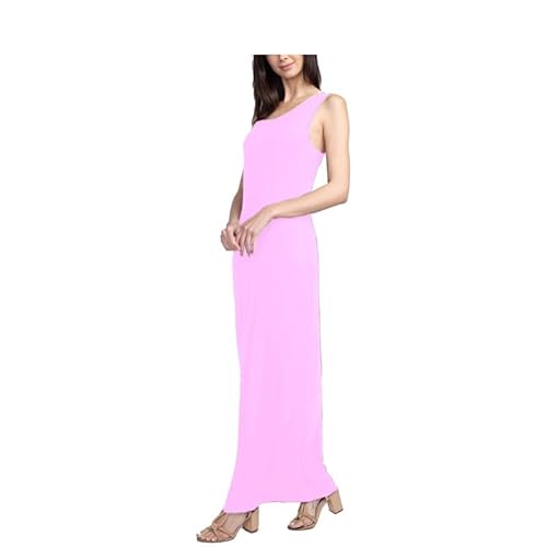 BODYWEAR LTD Womens Plain Muscle Racer Back Sleeveless Bodycon Long Maxi Dress (Baby Pink, 12-14)