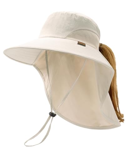 Camptrace Sun Hats for Women Men UPF 50+ UV Protection Wide Brim Hiking Fishing Hat with Neck Flap