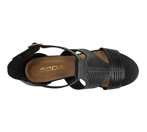 Image of Soda inchNorway inch ~ Women Open Toe Closed Back Counter Cutout Upper Low Block Heel Sandal with Adjustable Ankle Strap