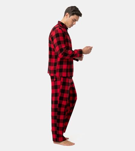 LAPASA Men's Pajama Set 100% Cotton Flannel Top Long Sleeve & Bottom Pants Plaid Sleepwear PJ Sleepwear Lounge Comfy M79/M953