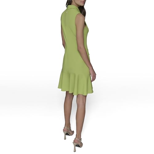 Image of Karl Lagerfeld Women's Sleeveless Collared Button Front A-line Mini Dress
