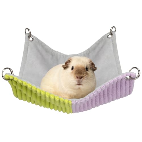 BESNEW Enlarged Guinea Pig Hammock Bunny Ferret Hamster Small Animal Hammock for Hiding Sleeping Wooden Guinea Pig Hammock Accessories