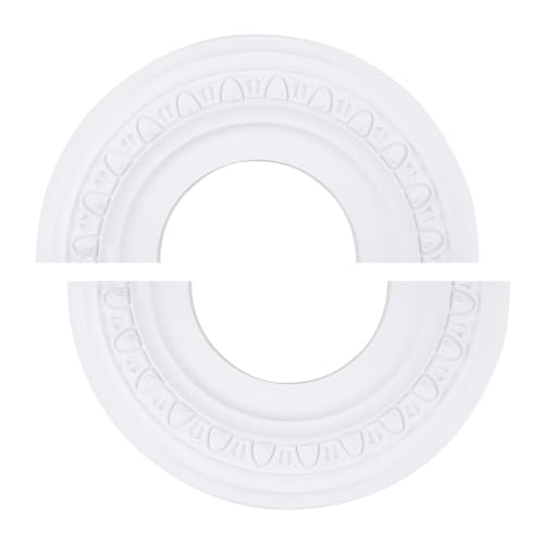 Image of INCREWAY 1Pack Split Lighting PU Ceiling 3D Modeling Ceiling Cover Plate Ceiling Fan Medallion Home 12 Inch OD x 5 Inch ID (White)